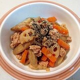 お弁当のおかず♪牛蒡とレンコンのそぼろきんぴら